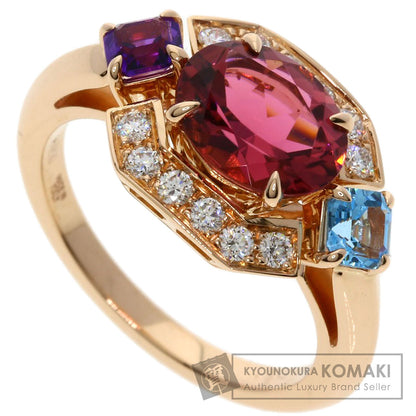 BVLGARI Allegra Pink Tourmaline Amethyst Aquamarine Diamond Ring K18 Pink Gold Ladies [Used]