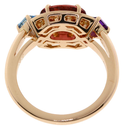 BVLGARI Allegra Pink Tourmaline Amethyst Aquamarine Diamond Ring K18 Pink Gold Ladies [Used]