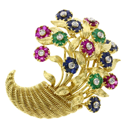 TIFFANY&Co. Antique flower motif Brooch K18 Yellow Gold Ladies [Used]