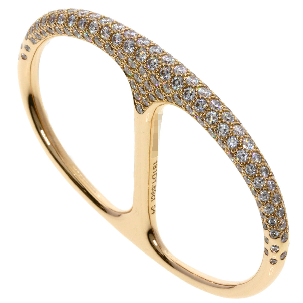 HERMES Shane Dunkle Punk Double Ring Diamond #54 Ring K18 Pink Gold Ladies [Used]