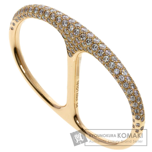 HERMES Shane Dunkle Punk Double Ring Diamond #54 Ring K18 Pink Gold Ladies [Used]
