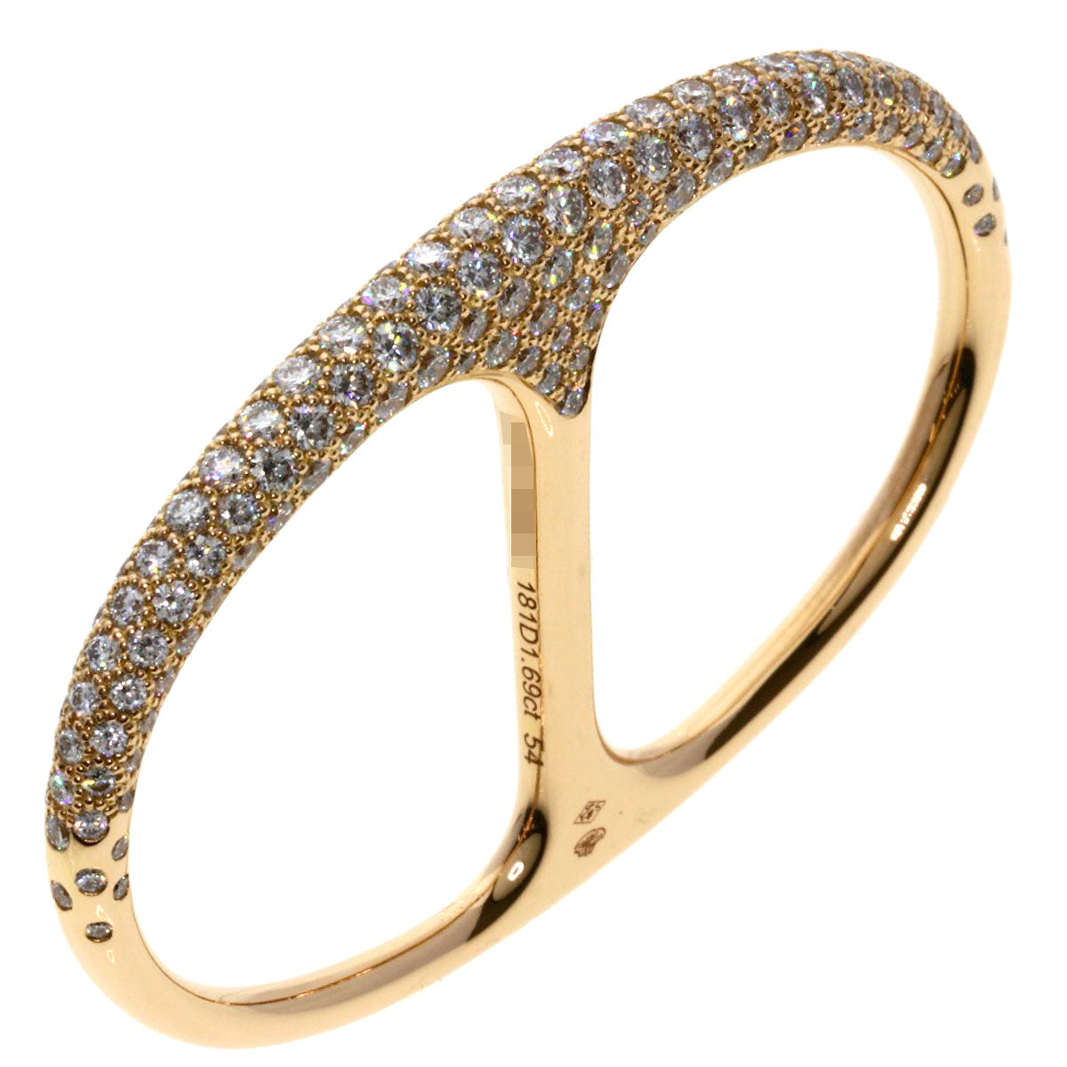 HERMES Shane Dunkle Punk Double Ring Diamond #54 Ring K18 Pink Gold Ladies [Used]