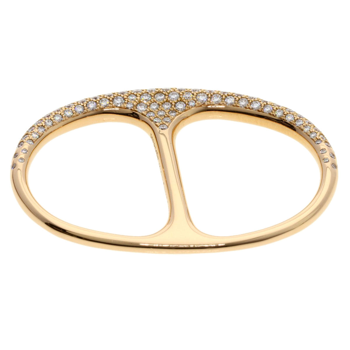 HERMES Shane Dunkle Punk Double Ring Diamond #54 Ring K18 Pink Gold Ladies [Used]