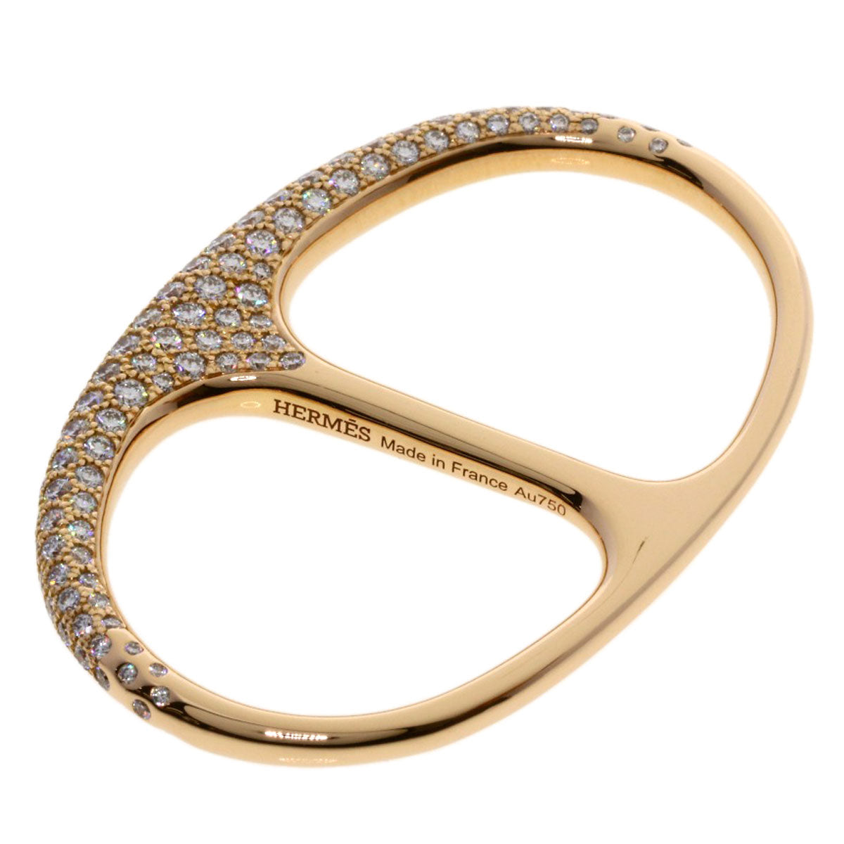 HERMES Shane Dunkle Punk Double Ring Diamond #54 Ring K18 Pink Gold Ladies [Used]