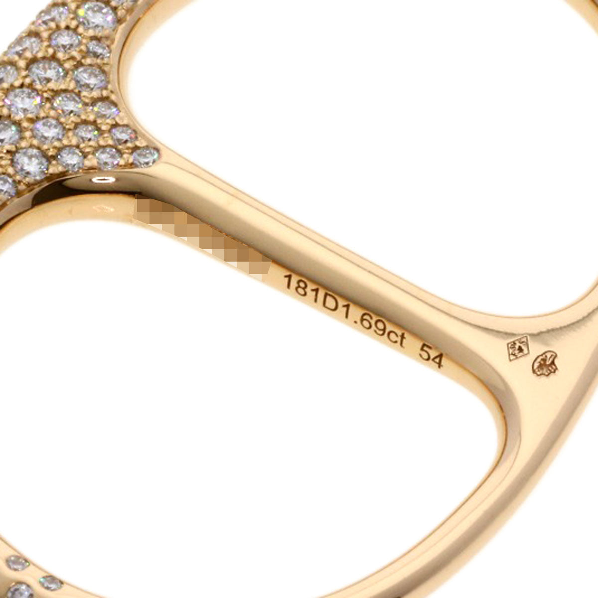 HERMES Shane Dunkle Punk Double Ring Diamond #54 Ring K18 Pink Gold Ladies [Used]