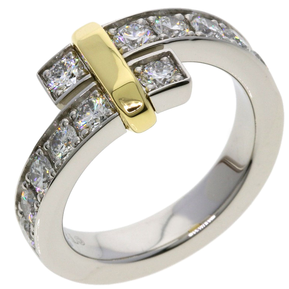 TIFFANY&Co. Edge Wide Bypass Diamond Ring Platinum PT950 18K Yellow GoldLadies [Used]