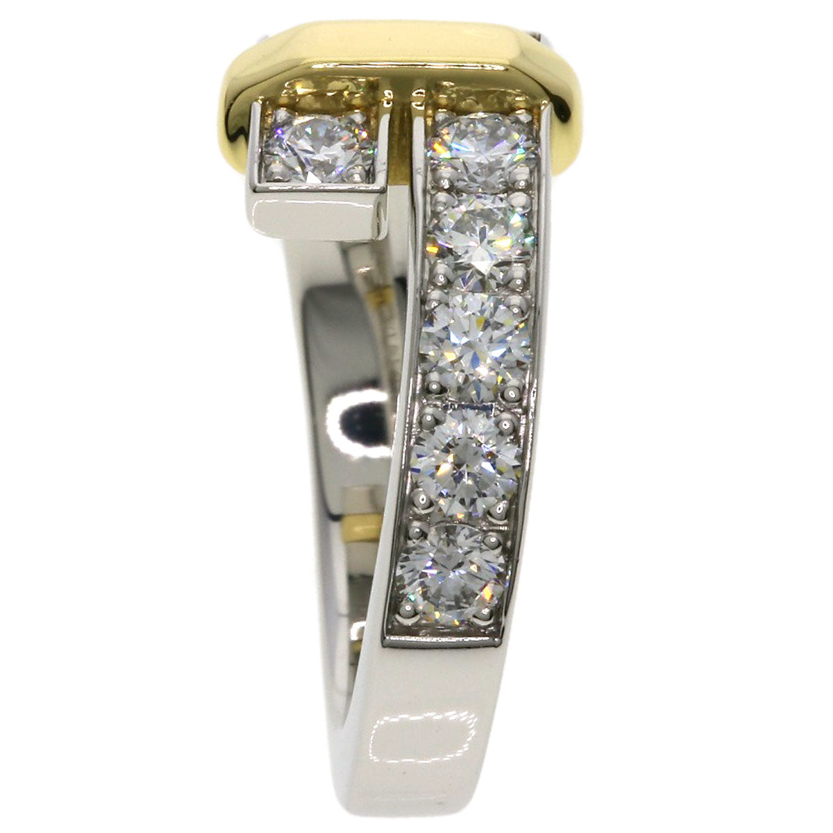 TIFFANY&Co. Edge Wide Bypass Diamond Ring Platinum PT950 18K Yellow GoldLadies [Used]