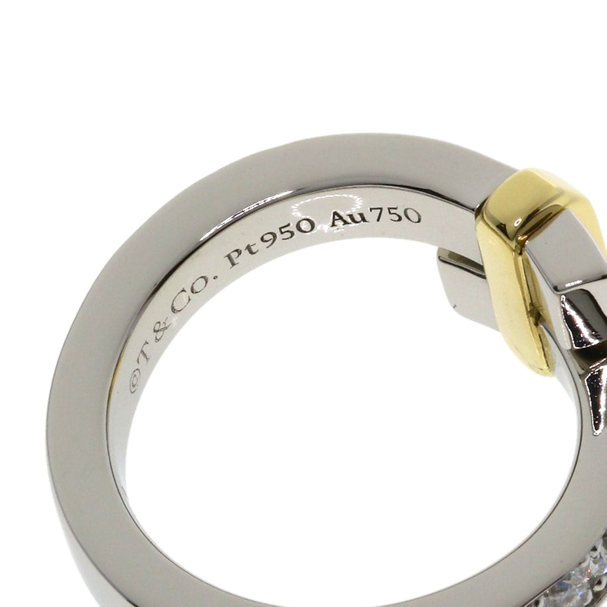 TIFFANY&Co. Edge Wide Bypass Diamond Ring Platinum PT950 18K Yellow GoldLadies [Used]