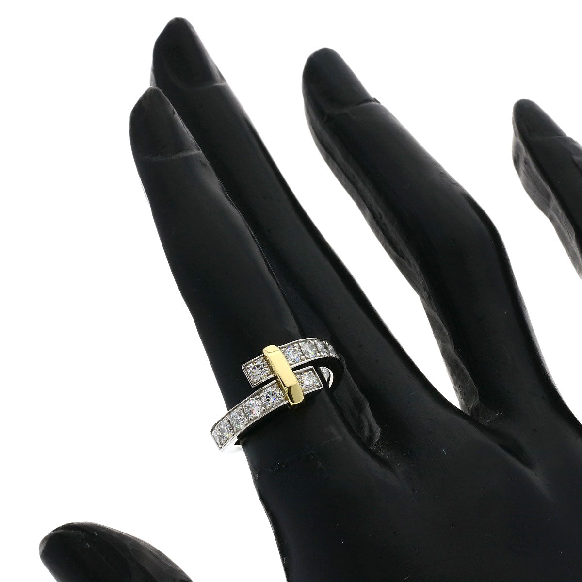 TIFFANY&Co. Edge Wide Bypass Diamond Ring Platinum PT950 18K Yellow GoldLadies [Used]