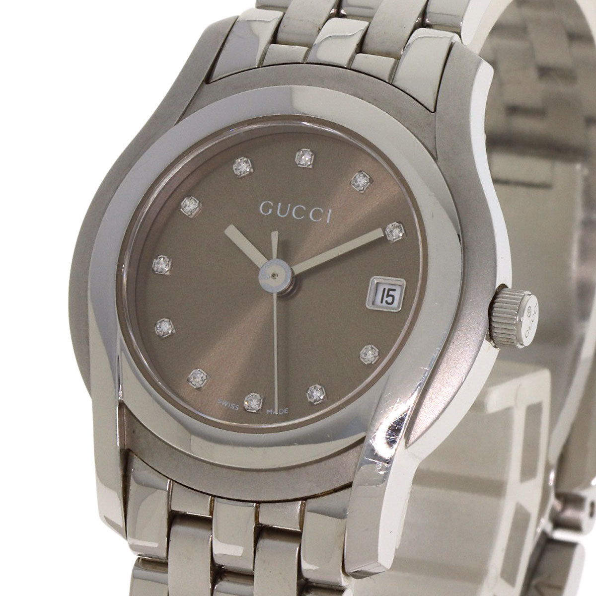 GUCCI 11P Diamond Watches 5500L Stainless Steel/Stainless Steel Ladies