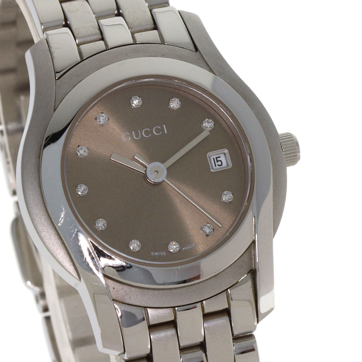 GUCCI 11P Diamond Watches 5500L Stainless Steel/Stainless Steel Ladies