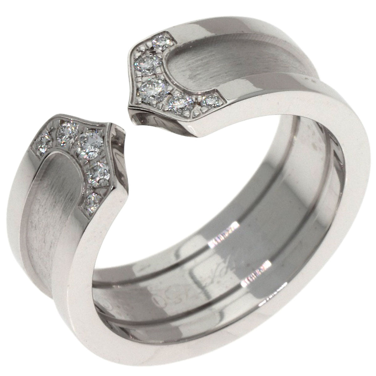 CARTIER C2 Ring SM Diamond #48 Ring K18 White Gold Ladies [Used]