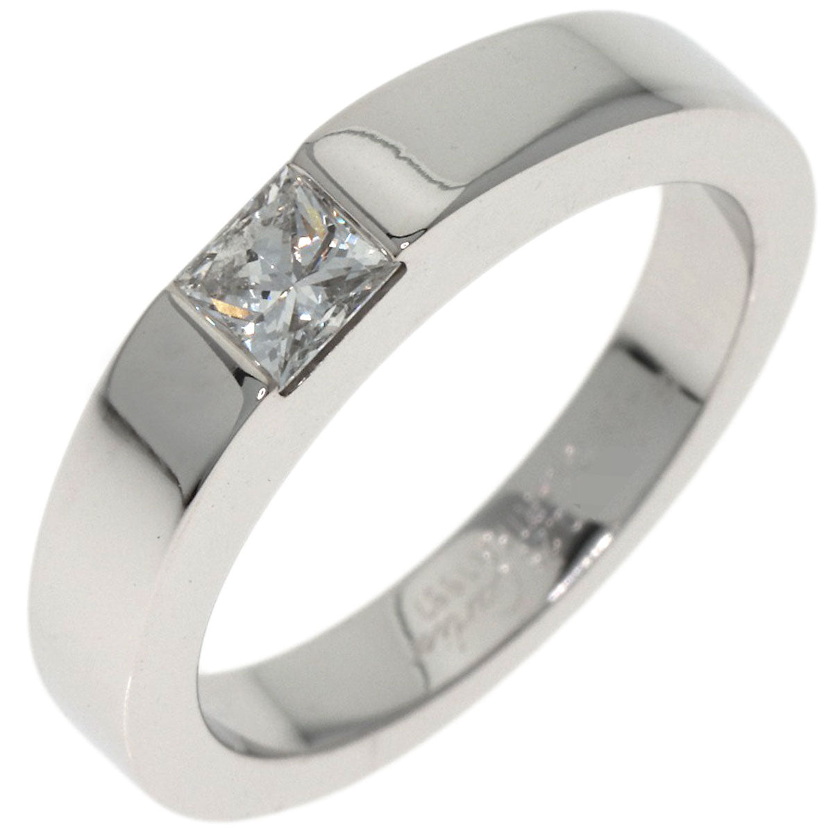 CARTIER Tank 1P Diamond #49 Ring K18 White Gold Ladies [Used]