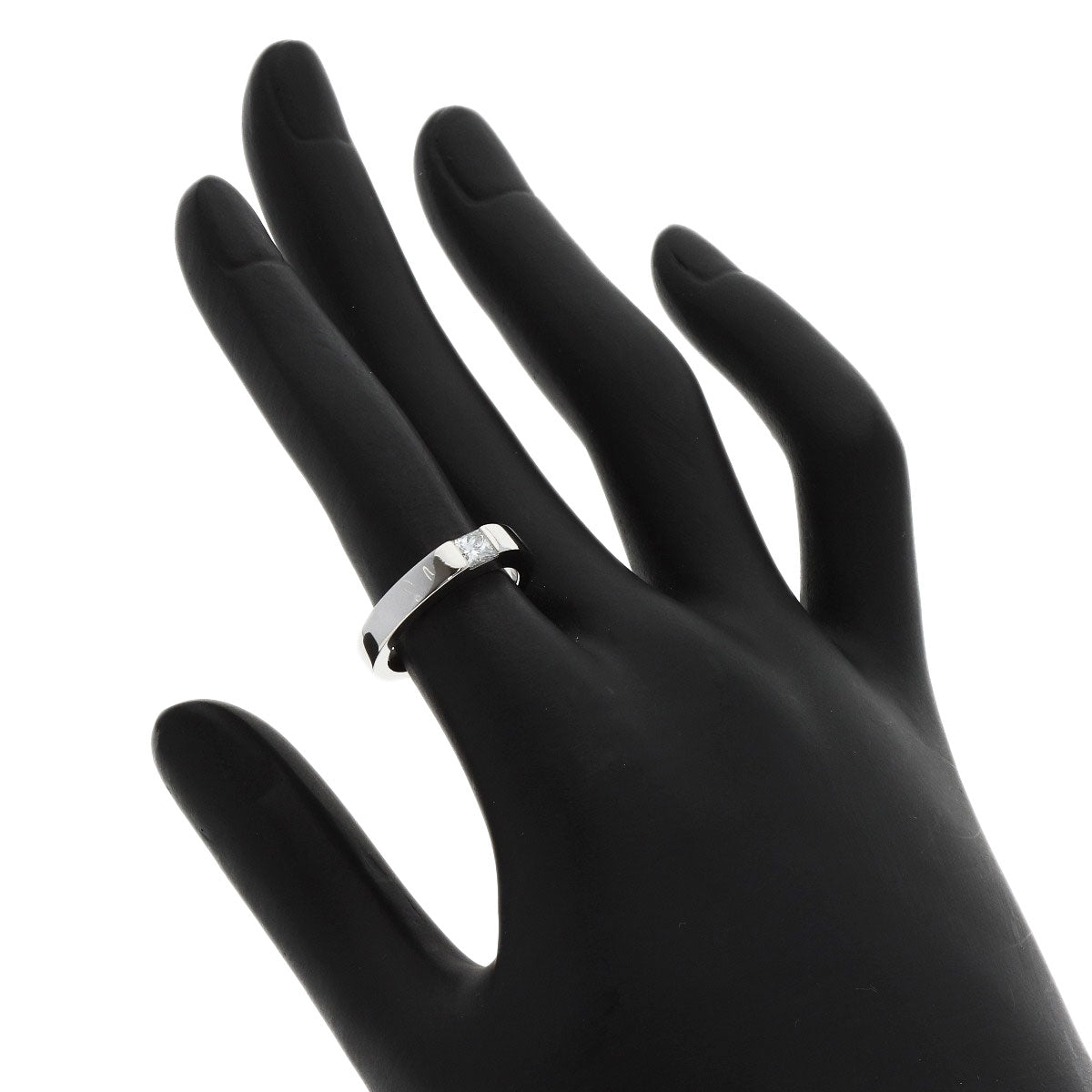 CARTIER Tank 1P Diamond #49 Ring K18 White Gold Ladies [Used]
