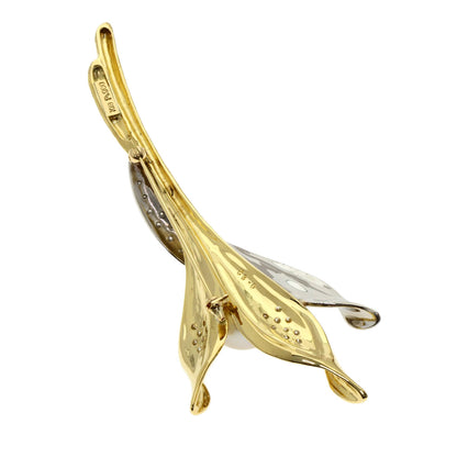 Pearl Pearl Diamond Brooch K18 Yellow Gold PT900 25.6g　Ladies