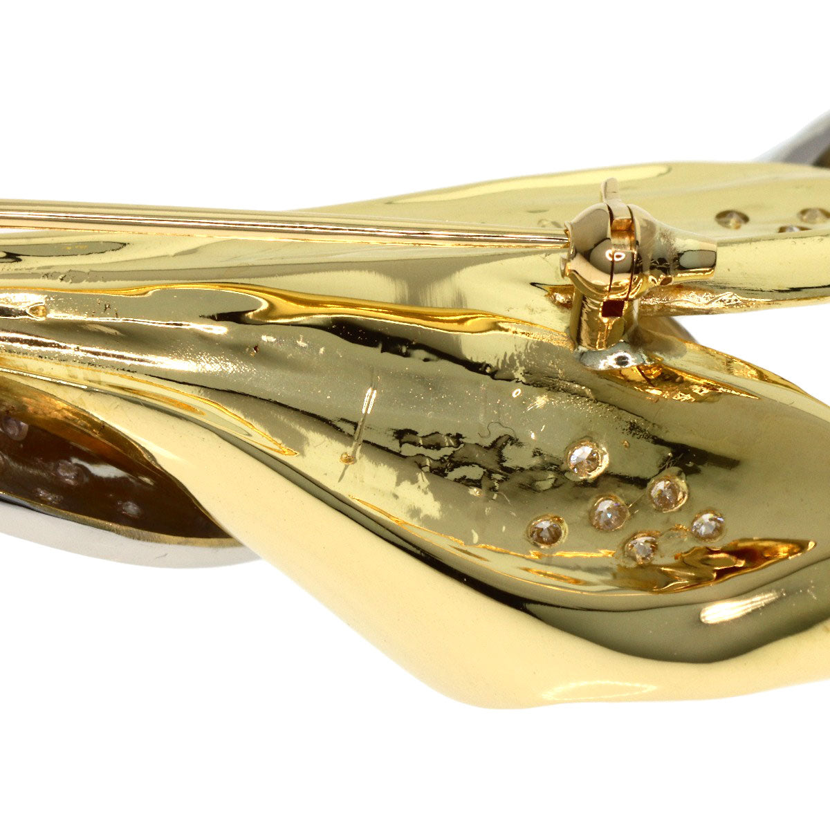 Pearl Pearl Diamond Brooch K18 Yellow Gold PT900 25.6g　Ladies