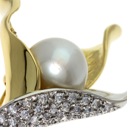 Pearl Pearl Diamond Brooch K18 Yellow Gold PT900 25.6g　Ladies