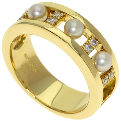 MIKIMOTO Pearl Pearl Diamond Ring K18 Yellow Gold Ladies [Used]