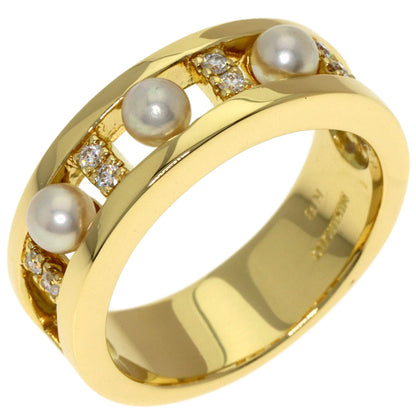 MIKIMOTO Pearl Pearl Diamond Ring K18 Yellow Gold Ladies [Used]