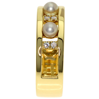 MIKIMOTO Pearl Pearl Diamond Ring K18 Yellow Gold Ladies [Used]