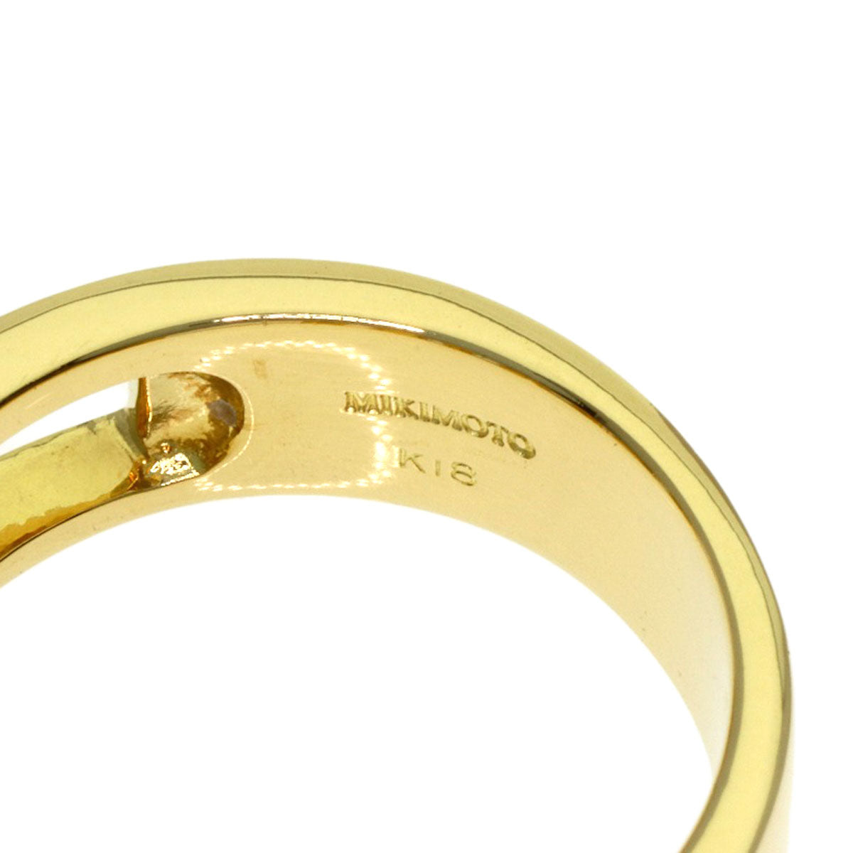 MIKIMOTO Pearl Pearl Diamond Ring K18 Yellow Gold Ladies [Used]