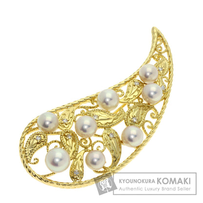MIKIMOTO Akoya Pearl Pearl Diamond Brooch K18 Yellow Gold Ladies [Used]