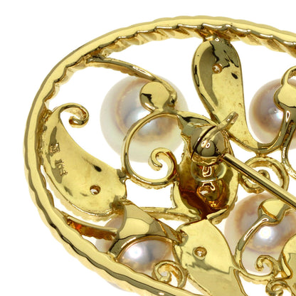 MIKIMOTO Akoya Pearl Pearl Diamond Brooch K18 Yellow Gold Ladies [Used]