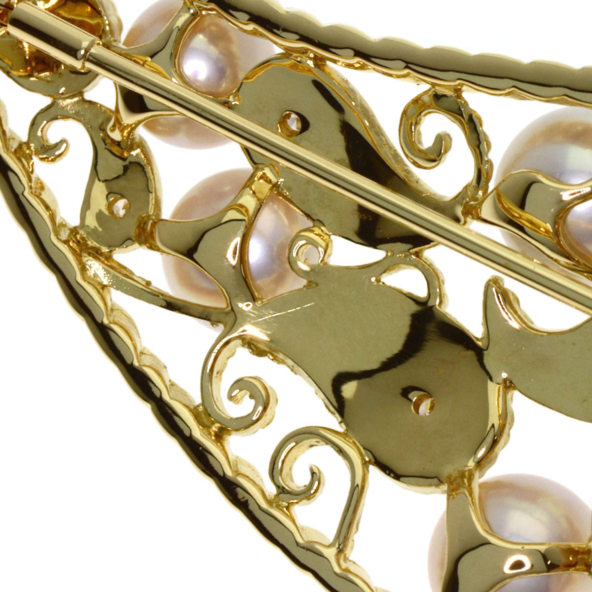 MIKIMOTO Akoya Pearl Pearl Diamond Brooch K18 Yellow Gold Ladies [Used]