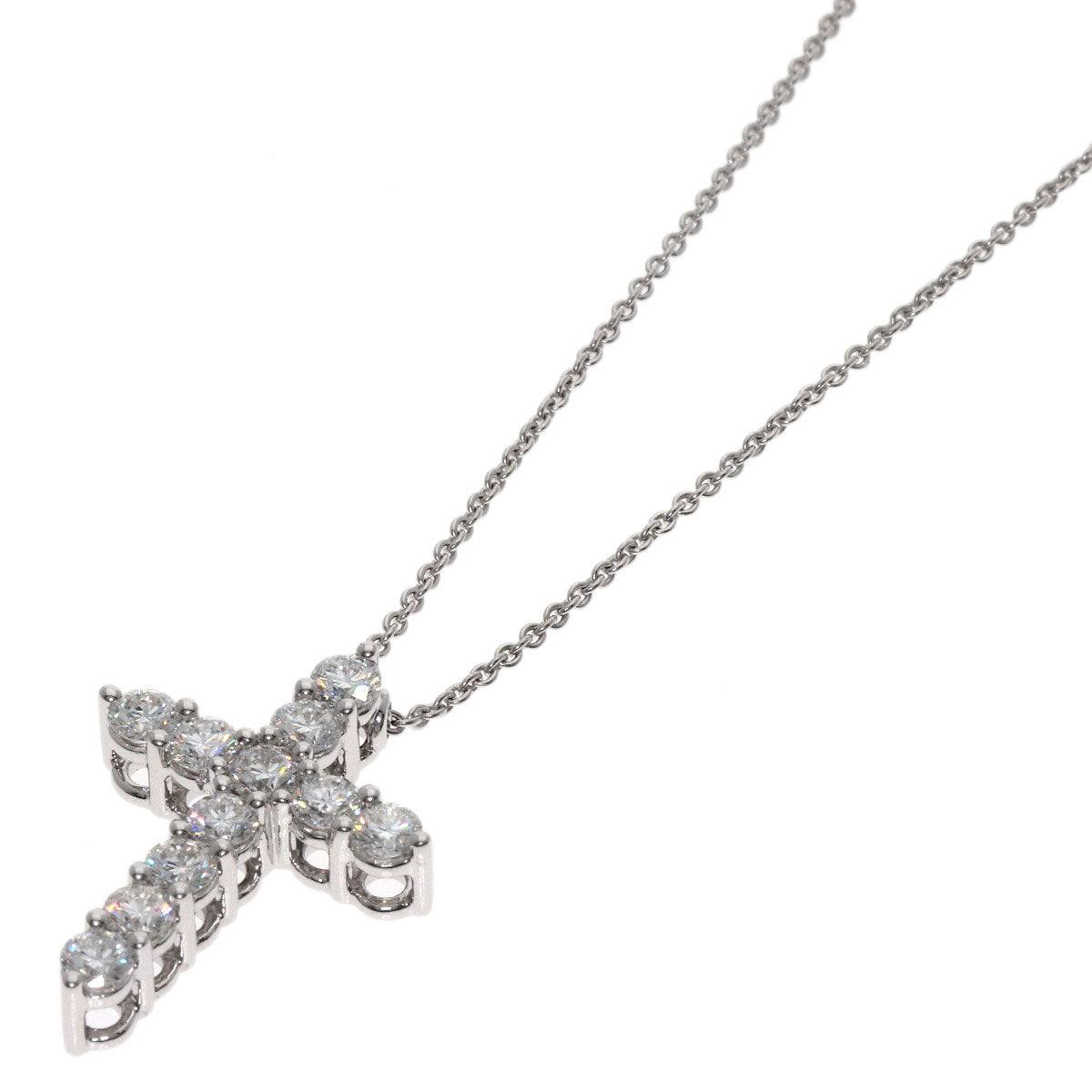 GRAFF Small cross diamond Necklace K18 White Gold Ladies [Used]