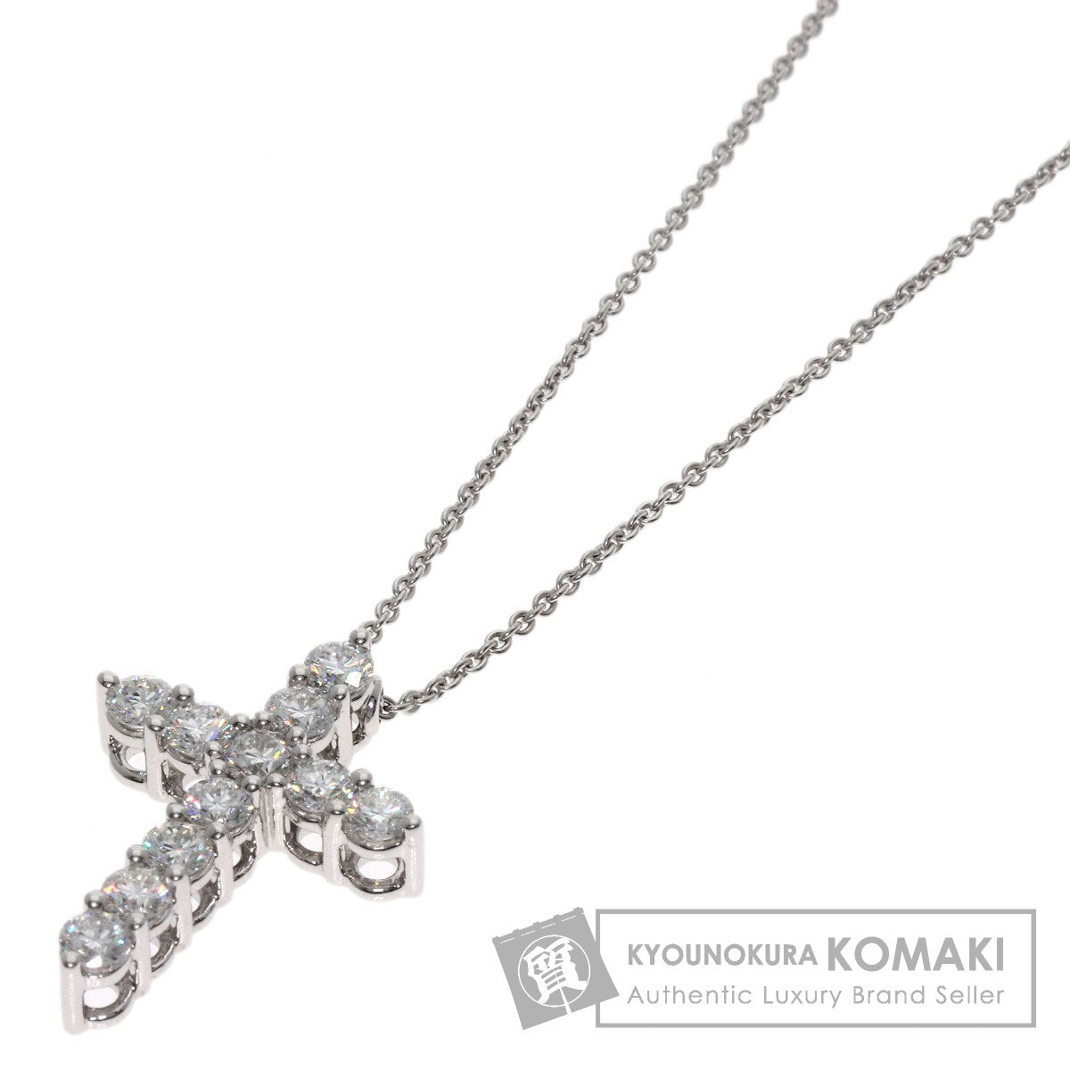 GRAFF Small cross diamond Necklace K18 White Gold Ladies [Used]