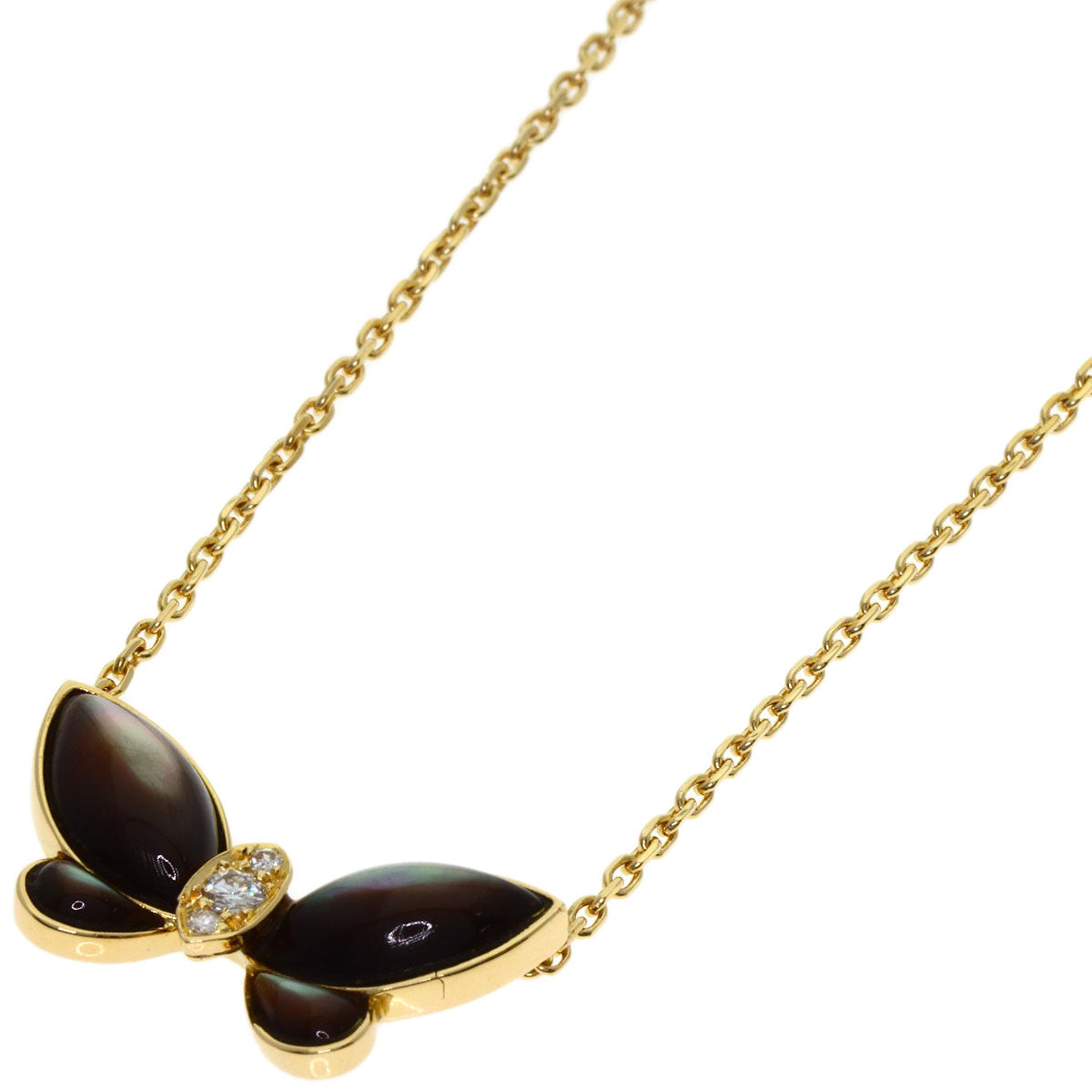 Van Cleef & Arpels Papillon Black Shell Necklace K18 Yellow Gold Ladies [Used]