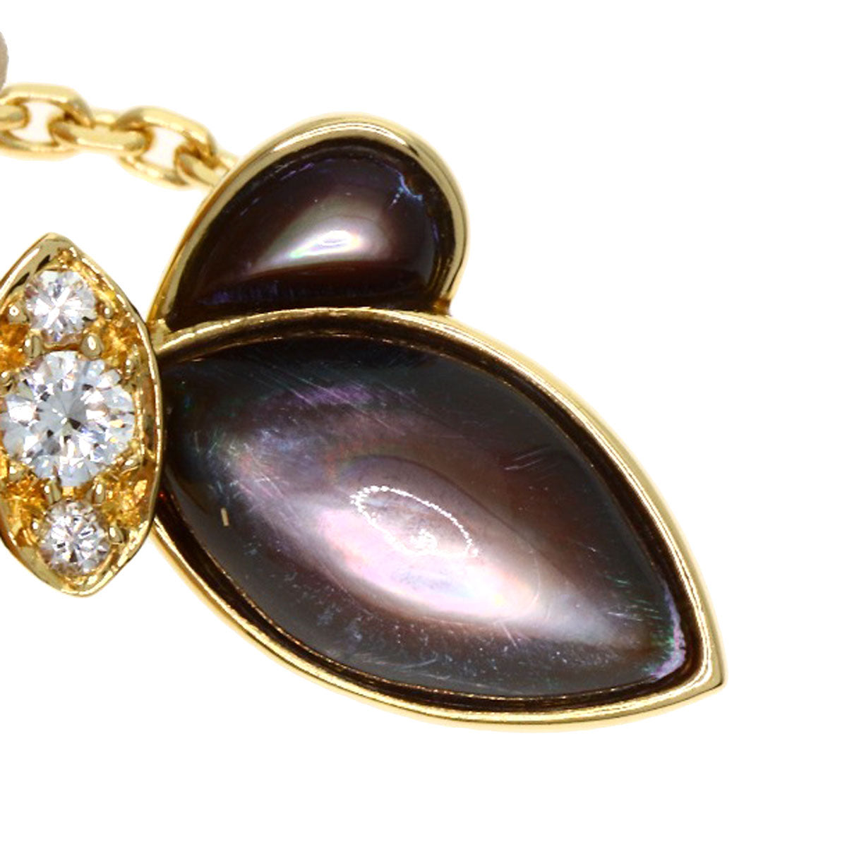 Van Cleef & Arpels Papillon Black Shell Necklace K18 Yellow Gold Ladies [Used]