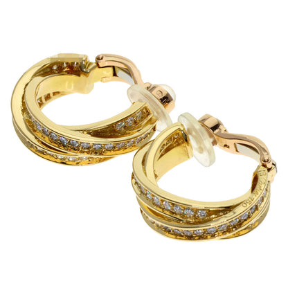 CARTIER Three Bangles Diamond Earring K18 Yellow Gold Ladies [Used]
