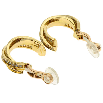 CARTIER Three Bangles Diamond Earring K18 Yellow Gold Ladies [Used]