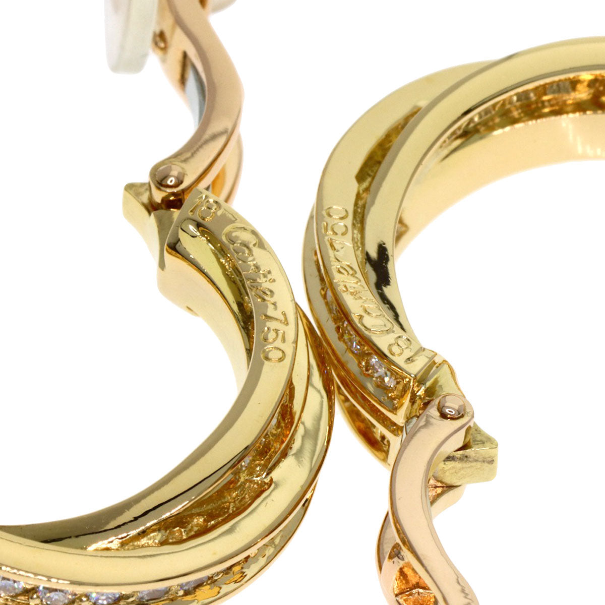 CARTIER Three Bangles Diamond Earring K18 Yellow Gold Ladies [Used]
