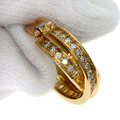 CARTIER Three Bangles Diamond Earring K18 Yellow Gold Ladies [Used]