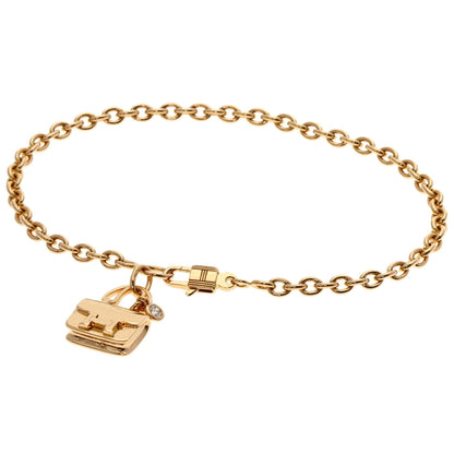 HERMES Constance 1P Diamond Bracelet K18 Pink Gold Ladies [Used]