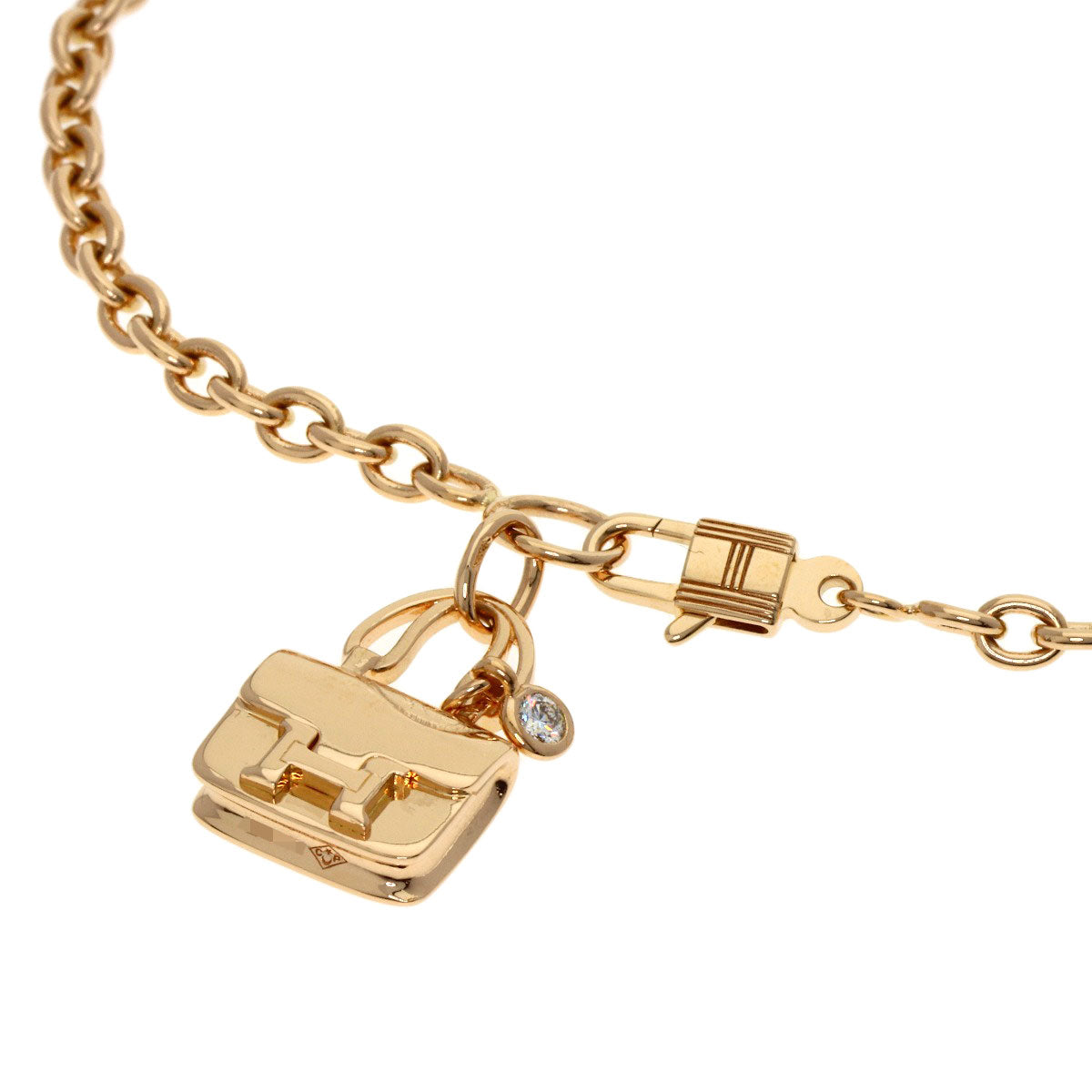 HERMES Constance 1P Diamond Bracelet K18 Pink Gold Ladies [Used]