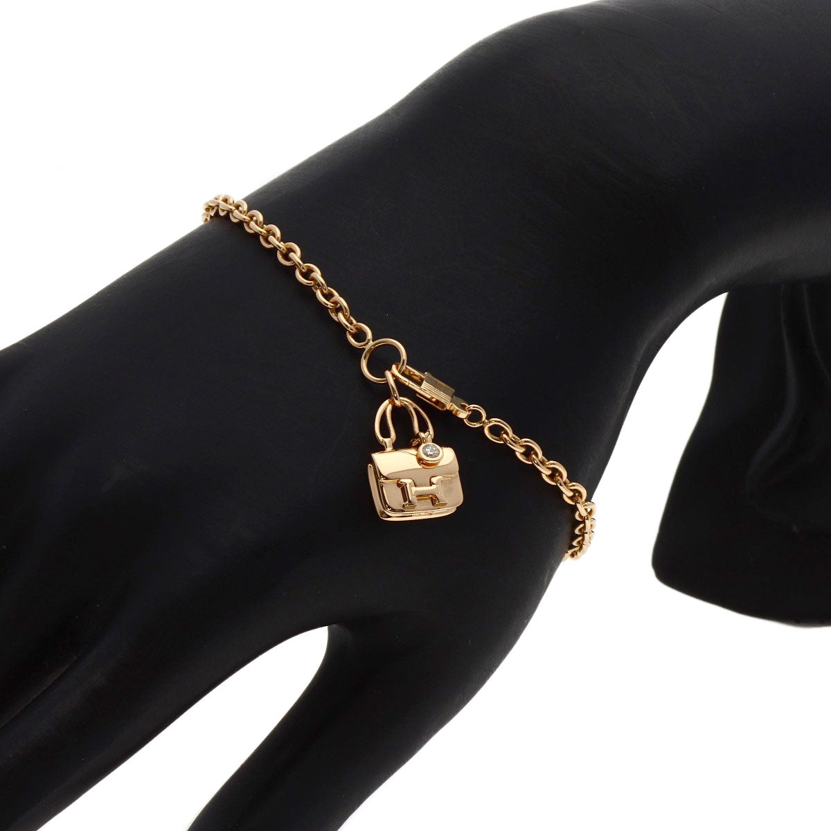 HERMES Constance 1P Diamond Bracelet K18 Pink Gold Ladies [Used]