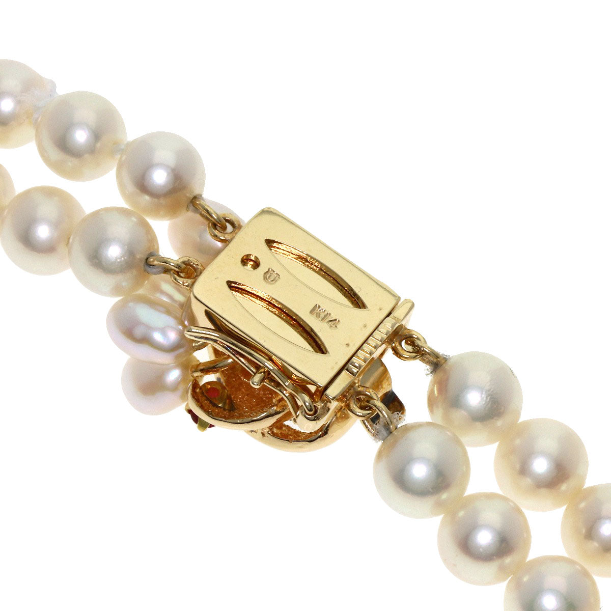 TASAKI Pearl Pearl Ruby 2-strand Necklace K14 Yellow Gold Ladies [Used]