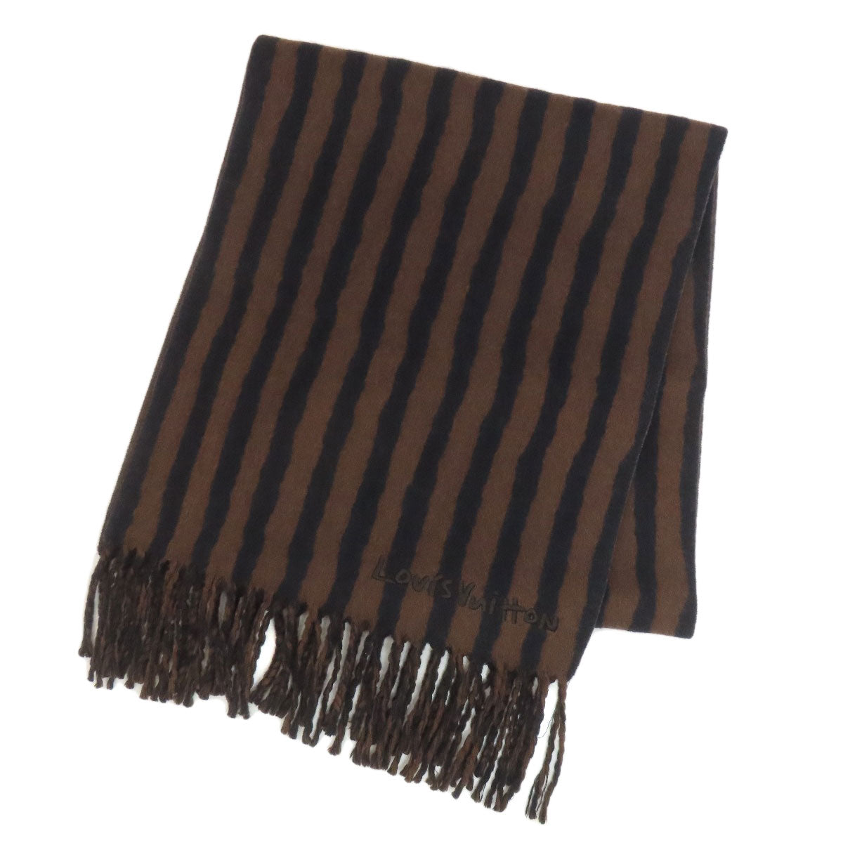 LOUIS VUITTON Stripe Scarf Cashmere woolLadies [Used]