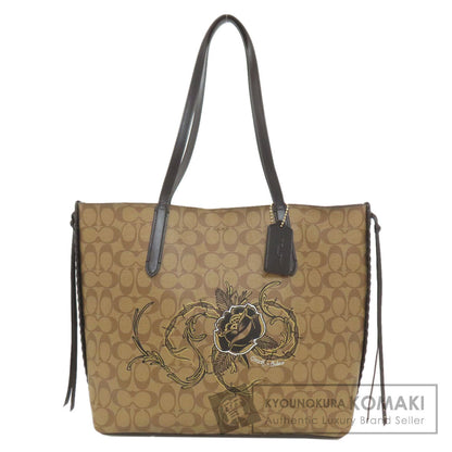 COACH F76778 Flower motif signature Tote Bag PVC Ladies [Used]