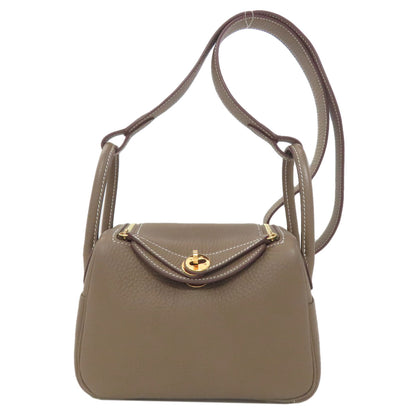 HERMES Lindy 20 Mini Etoupe GoldHardware Handbag Taurillon Clemence Ladies [Used]