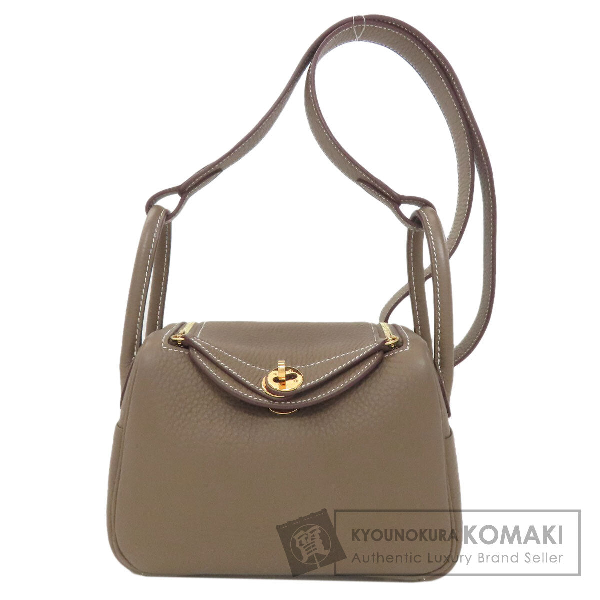 HERMES Lindy 20 Mini Etoupe GoldHardware Handbag Taurillon Clemence Ladies [Used]