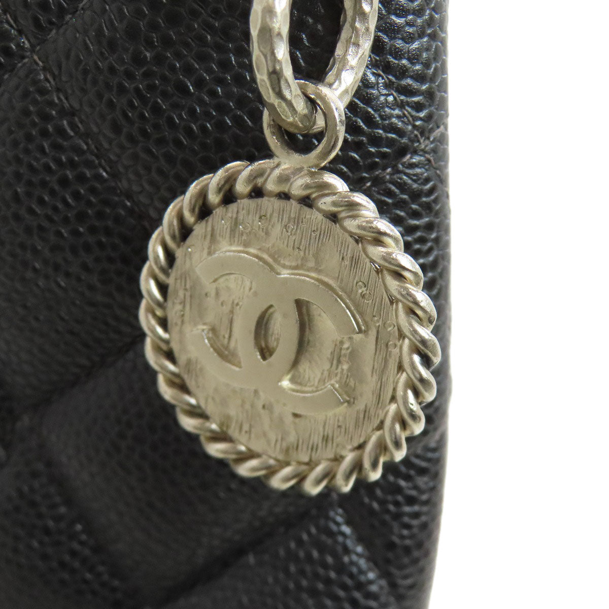 CHANEL Medallion SilverHardware Tote Bag Grained Calfskin Skin Ladies [Used]