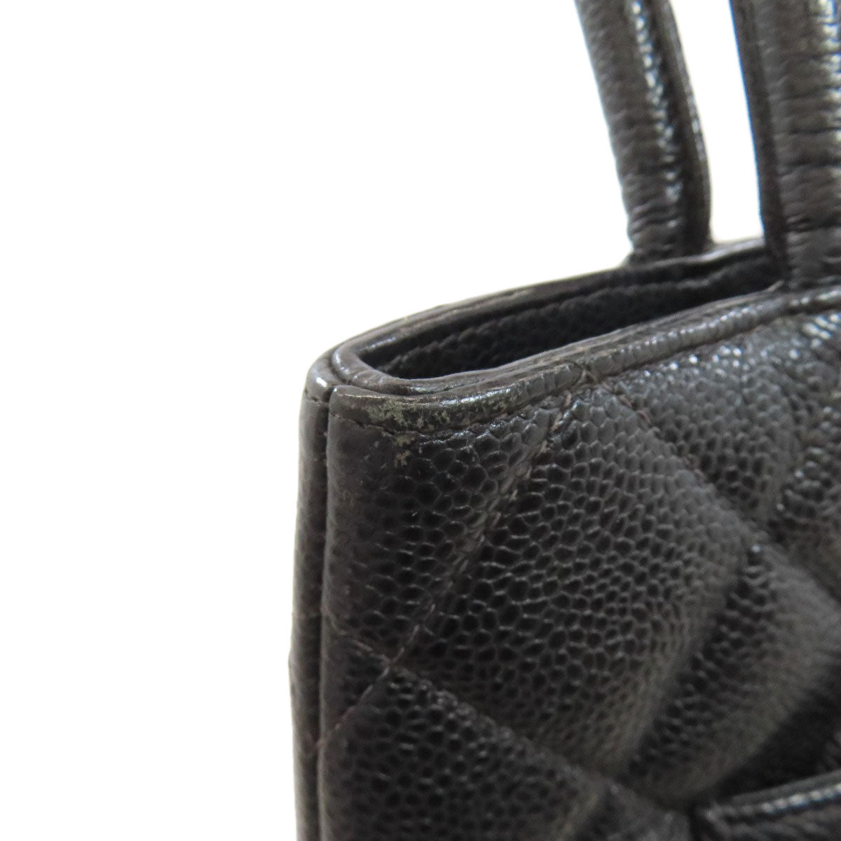 CHANEL Medallion SilverHardware Tote Bag Grained Calfskin Skin Ladies [Used]