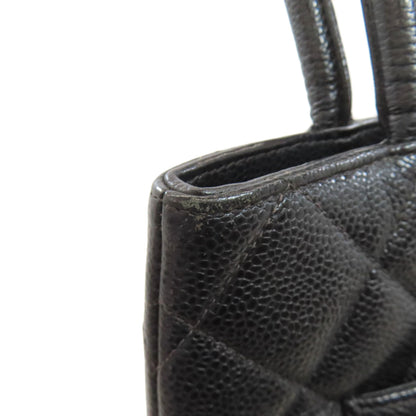 CHANEL Medallion SilverHardware Tote Bag Grained Calfskin Skin Ladies [Used]