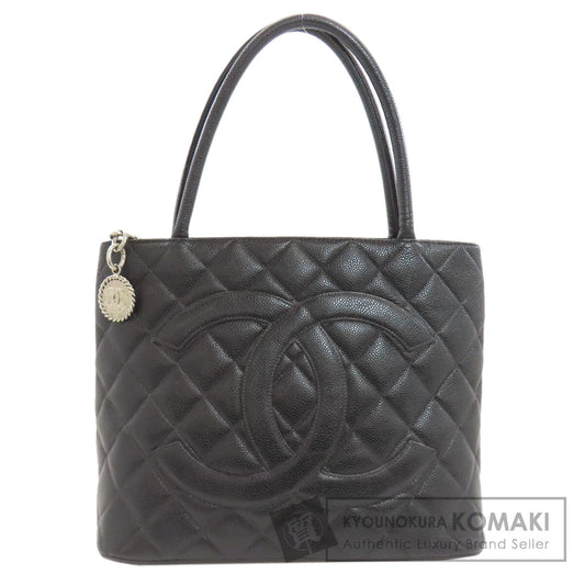 CHANEL Medallion SilverHardware Tote Bag Grained Calfskin Skin Ladies [Used]