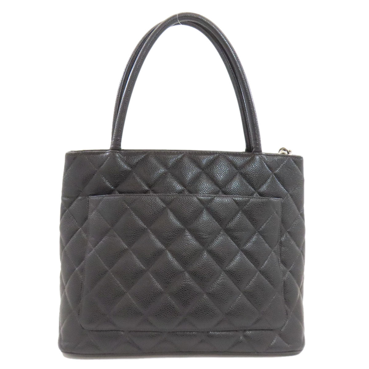 CHANEL Medallion SilverHardware Tote Bag Grained Calfskin Skin Ladies [Used]
