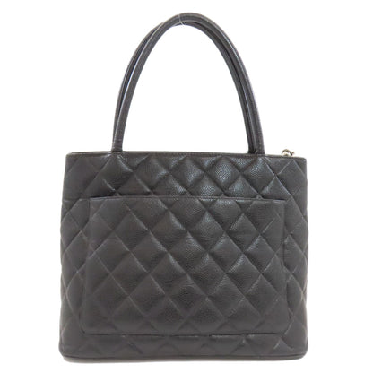 CHANEL Medallion SilverHardware Tote Bag Grained Calfskin Skin Ladies [Used]